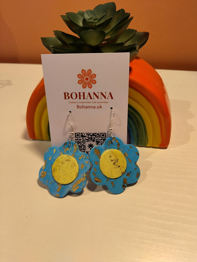 Handmade polymer clay earrings - Ocean Bloom Earrings
