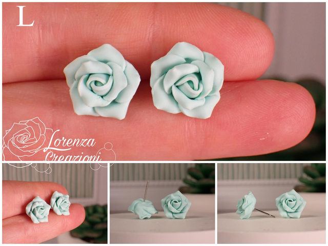 Orecchini a lobo rose verde menta