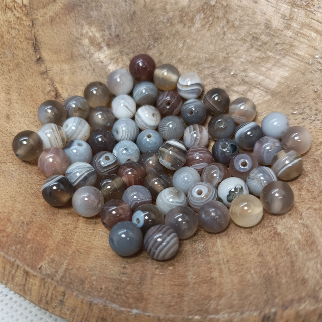 Agate de Botswana / Boule de 6 mm à l&#039;unité / Pierres Naturelles Rondes et Polies