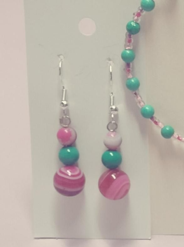 Pinkki Turkoosi korvakorut 