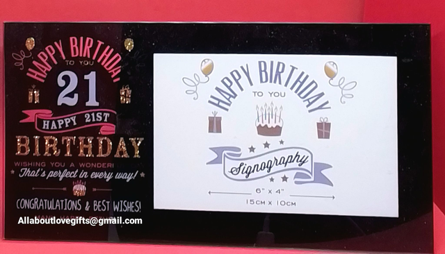 21st Stunning Design Photo Frame Glass (writing is not pink it's the reflection)