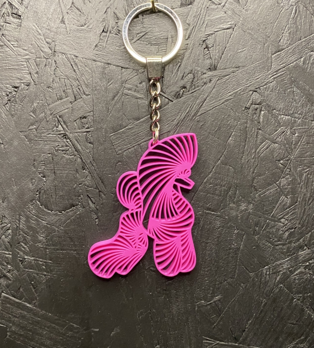 3D - Keychain Poodle Puppy Hot Pink