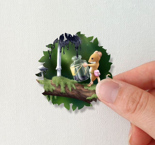 Sticker d&#039;une souris et d&#039;un champignon