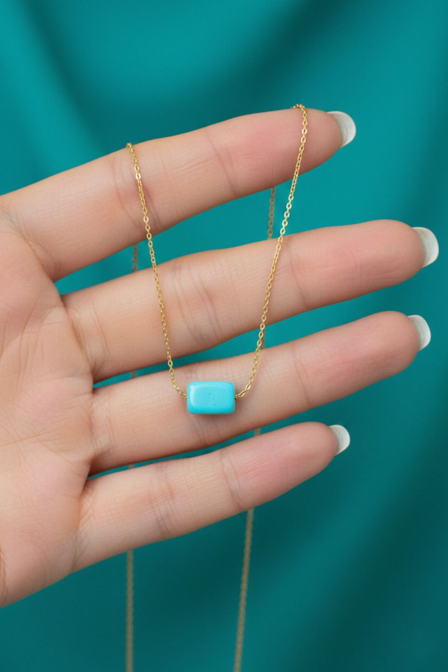 Collier solitaire turquoise