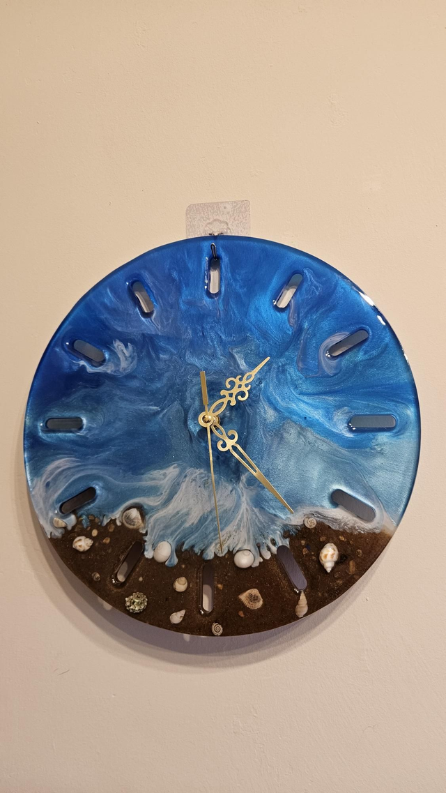 Handmade Large Resin Ocean Themed Wall Clock
