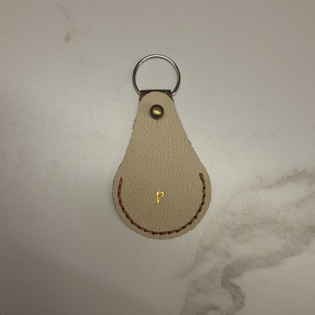Pear Drop Leather Keyring