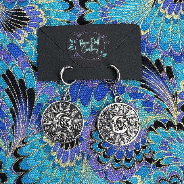 Silver Astrology Huggy Hoop Earrings