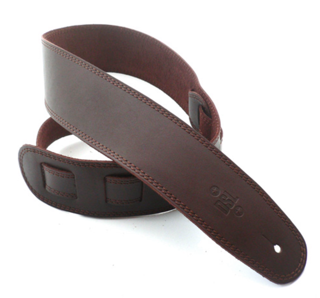 DSL Leather 2.5" Brown with Black Guitar Strap 