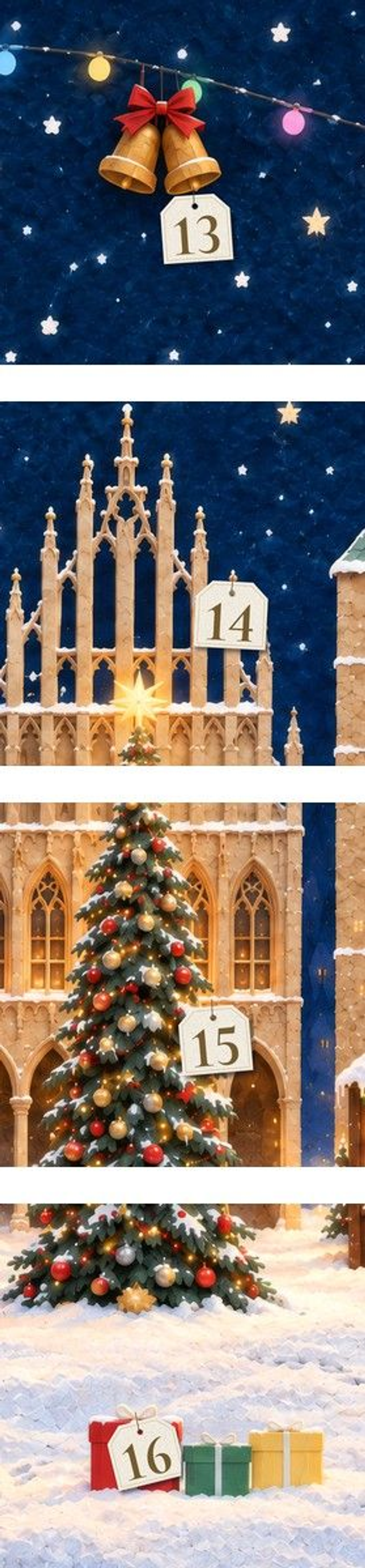 Adventsbild Reihe 4 – Rathaus und Baum (Tag 13–16)