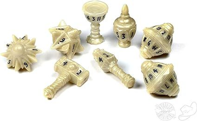 Polyhero: The Cleric Celestial Ivory 8-Dice Set