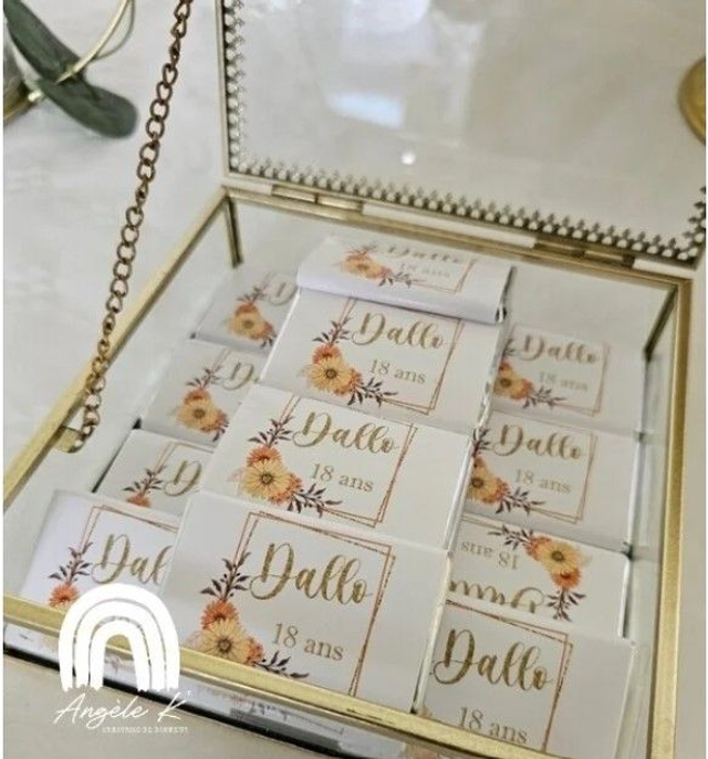 Lot de 10 mini chocolats personnalisés modèle fleur orange