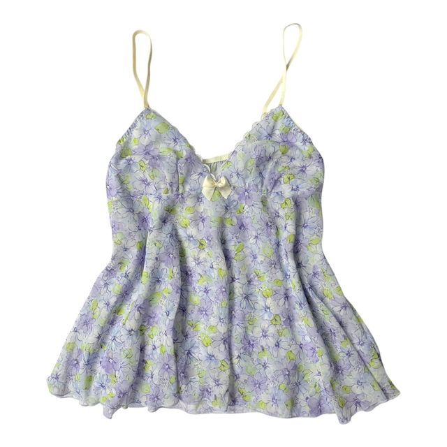 Japanese brand coquette purple and green floral cami