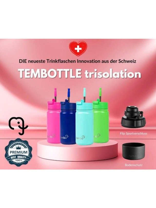 Tembo Tembottle Trisolation Dreifach Isolierte Edelstahlflasche in Pink 1000ml