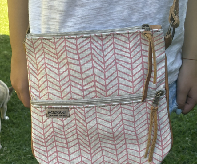 Pouch Bag Fishbone Dusty Pink/Natural