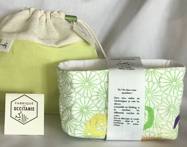 Panier avec 5 lingettes - motifs exclusifs - coton bio français - démaquillage ou soin de bébé 