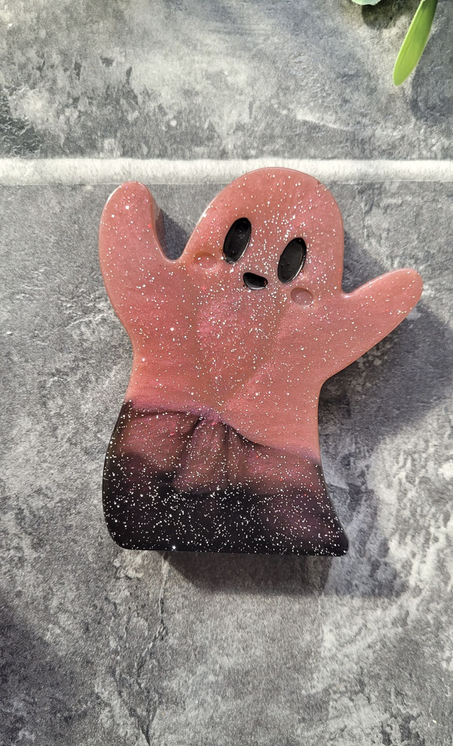 Ghost Ornament - Red-Orange &amp; Black Glitter Ombré Mix