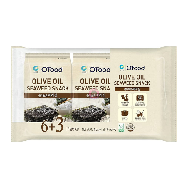 Chung Jung One Daesang O'Food Seasoned Seaweed Snack With Olive Oil 9pcks