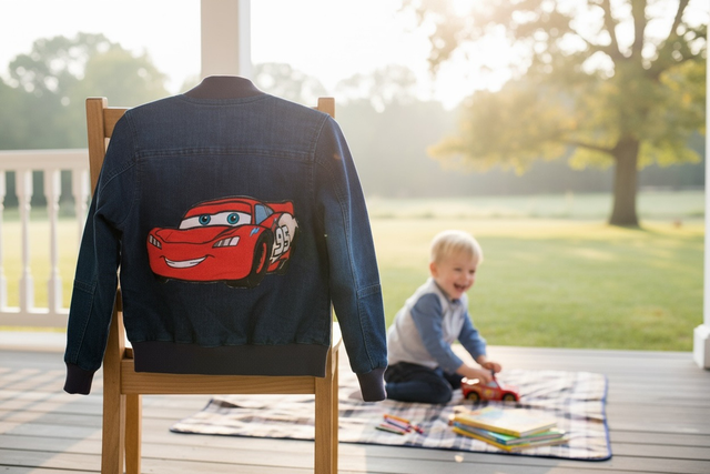 Veste en jean customisée Car’s 3 ans soldée