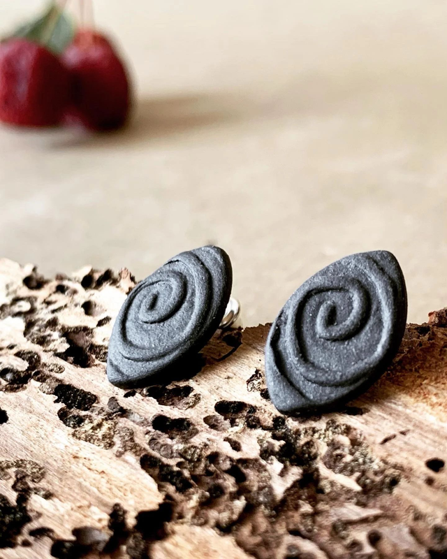 Eyes Porcelain Ear Studs Jewelry | 925 Sterling Silver/silver-plated | Ceramic Ear Studs, Black & White, handcrafted, earrings