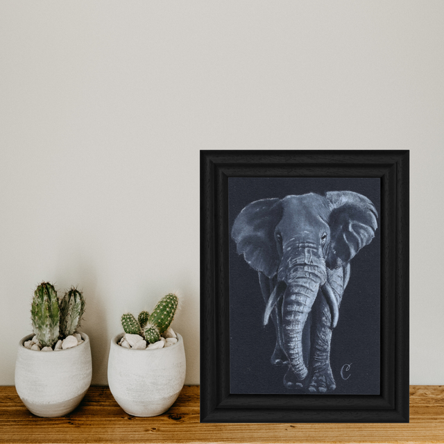 🐘 Aquarelle "Indlovu" – Œuvre Originale et Encadrée