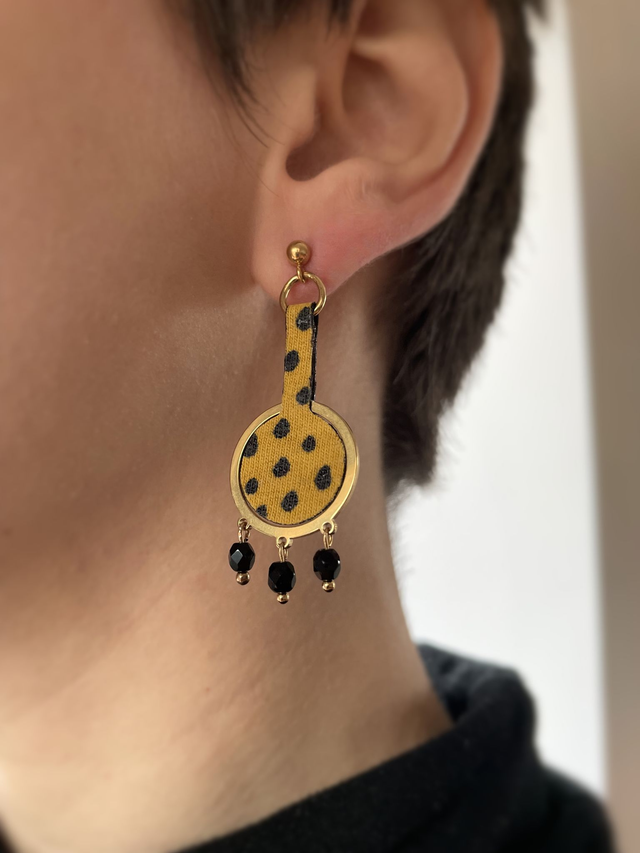 Boucles d'oreilles upcyclées - motif guépard