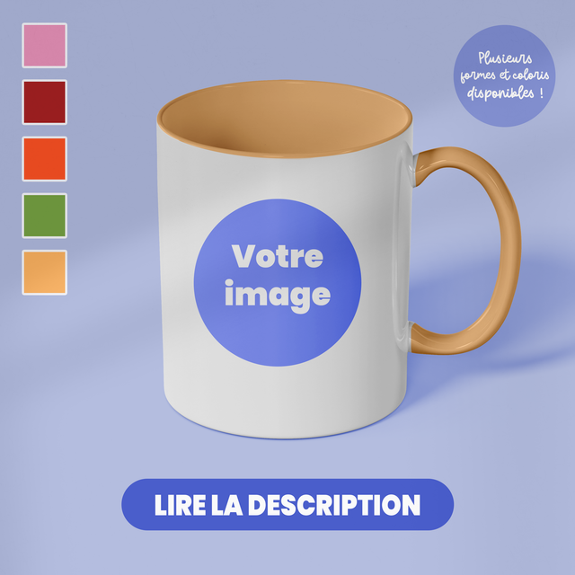 Mug coloré personnalisé VOTRE IMAGE (forme)