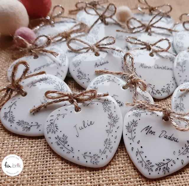 Médaillon coeur en porcelaine SUR COMMANDE