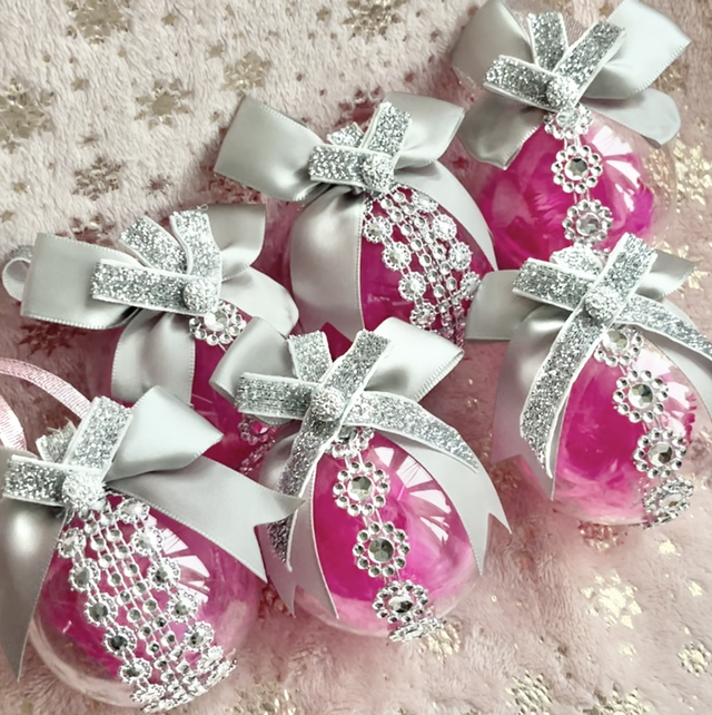 Pink and Silver Bauble Ornaments 