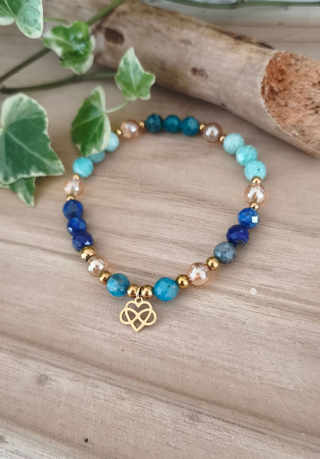 Bracelet "Émotive" Amazonite, Lapis lazuli et Apatite
