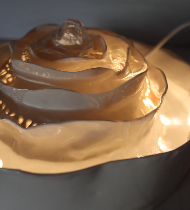 Porcelain Rose Water Fountain Indoor with light, handmade