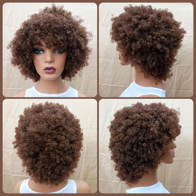 Full Body Afro Kinky Synthetic Wig in Black, Grey, Brown, Burgundy