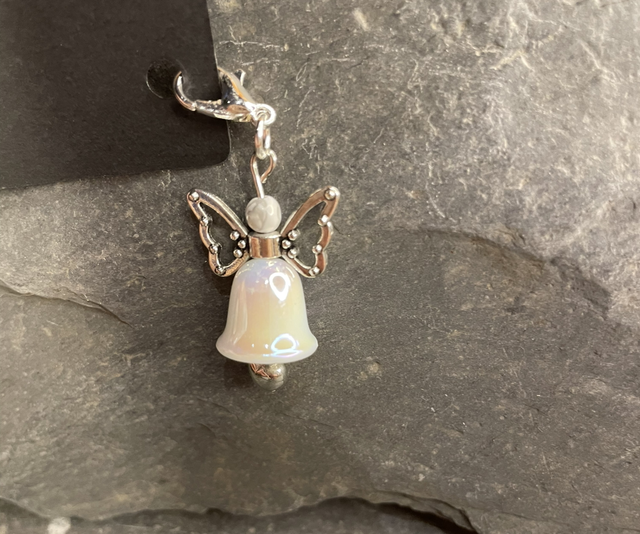 Clip-on silver bell angel 