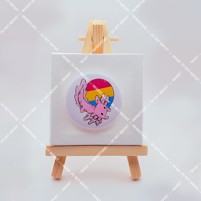 Axolotl Pansexual Button Pins