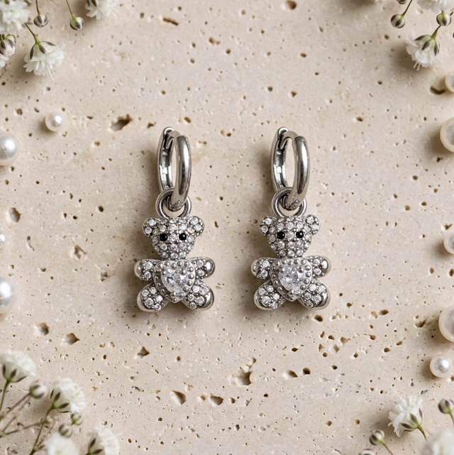 Orecchini Teddy Strass Silver