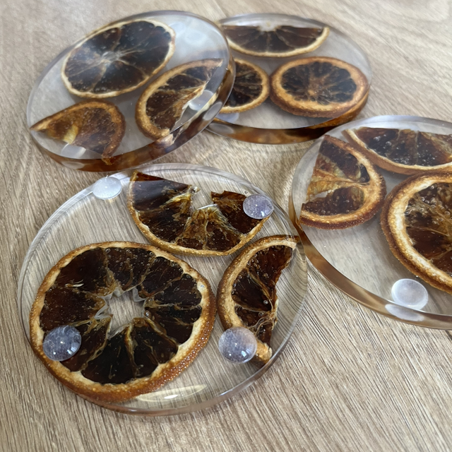 Orange slice resin coasters