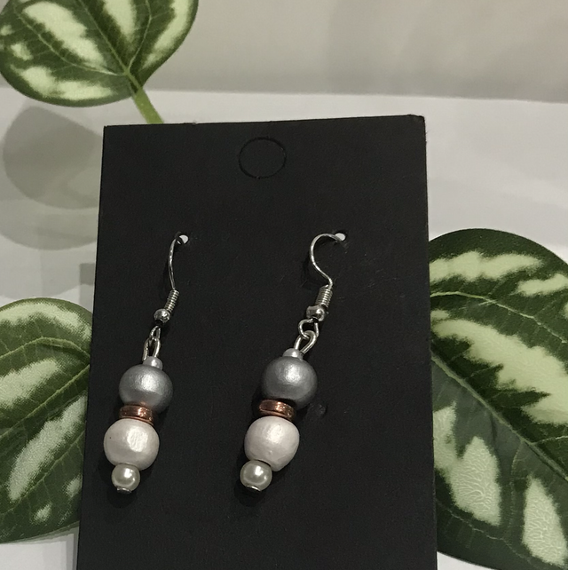 White Mixed Dangling Earrings- WMD443