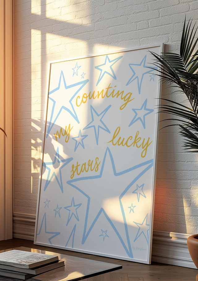 Counting My Lucky Stars Art Print - Positive Quote Wall Art