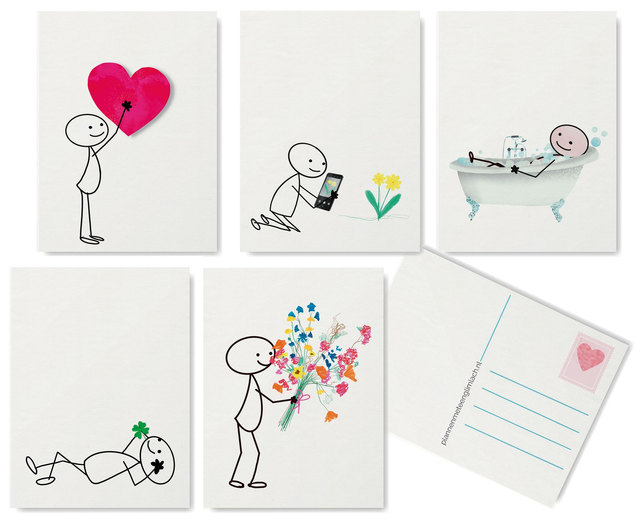 Wenskaarten set 5 stuks Robin Plannen met een glimlach 