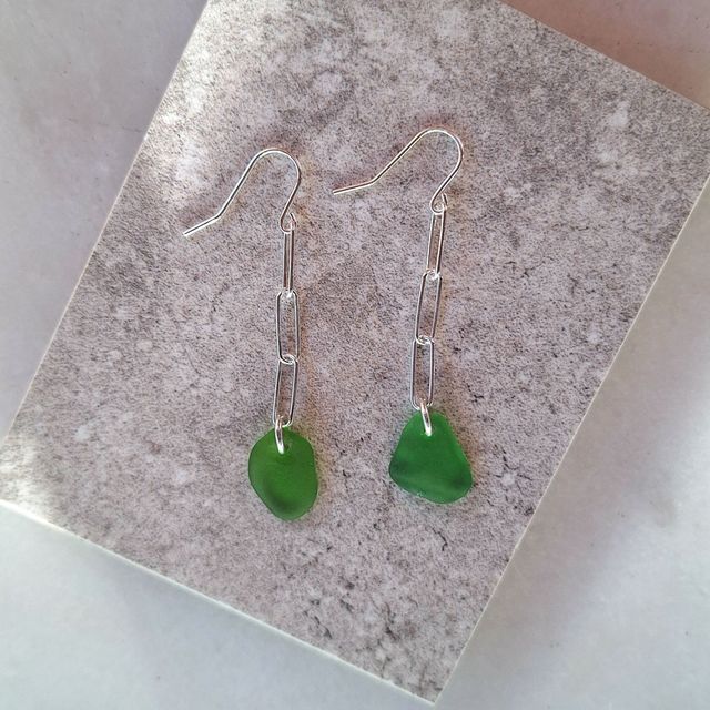 Bocca Vert - boucles d'oreilles de plage en argent (longues)
