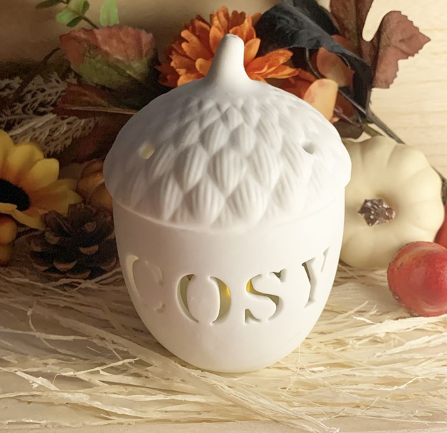 &#039;Cosy&#039; White Acorn Tea-Light Holder