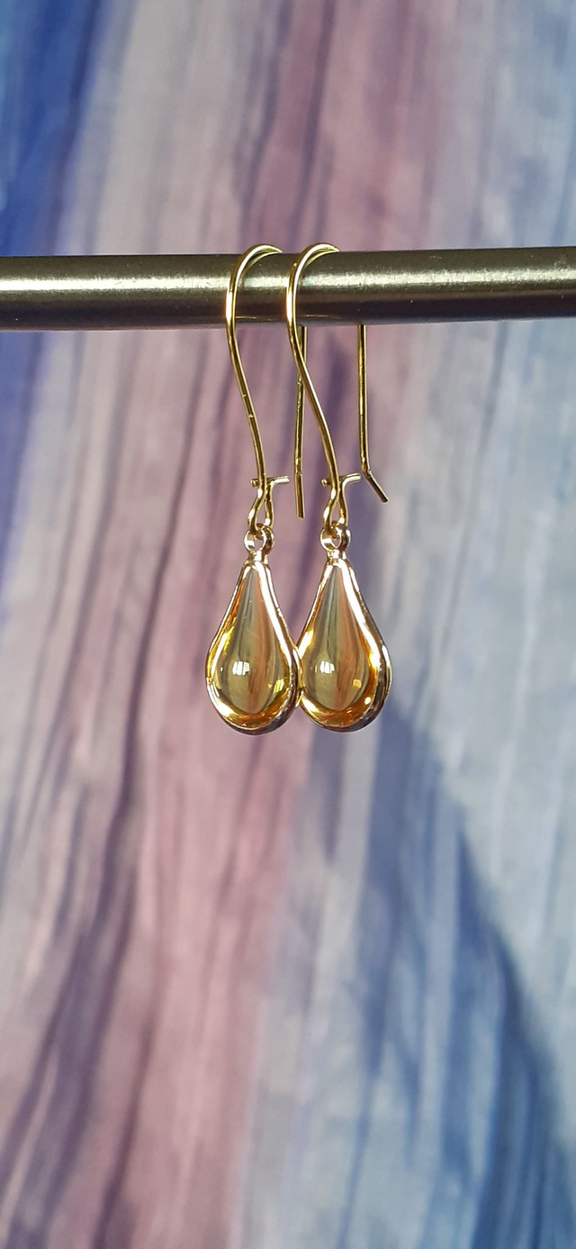 Lasas Boucle d'oreilles pendantes dorées, breloques goutte de verre, Jaune d'or, ou autres coloris