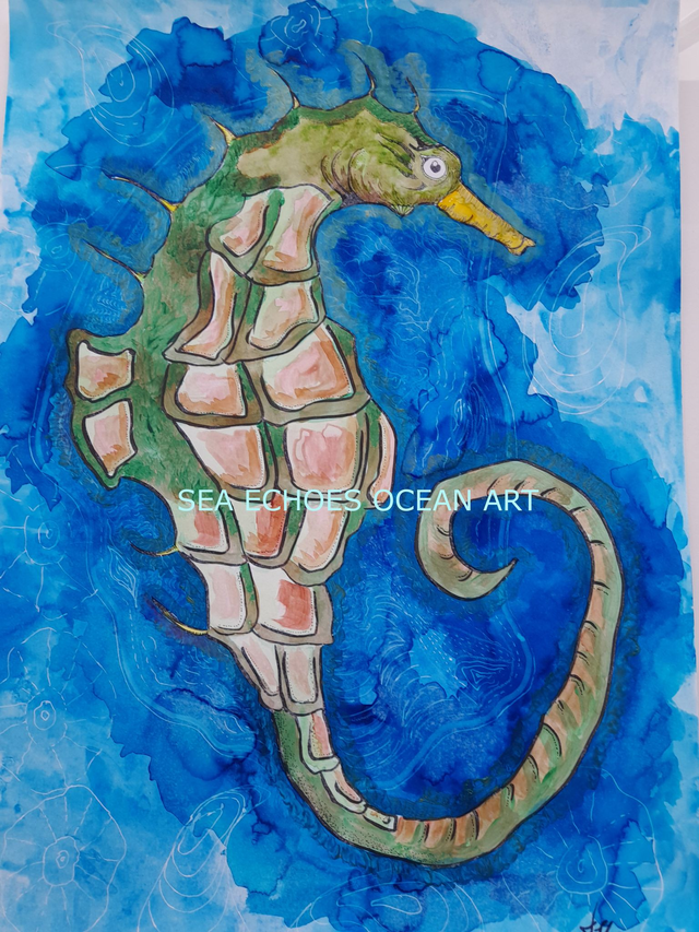 Spiny Seahorse in Green (Original Artwork)
