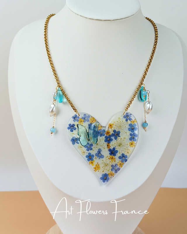 Collier cœur Myosotis  