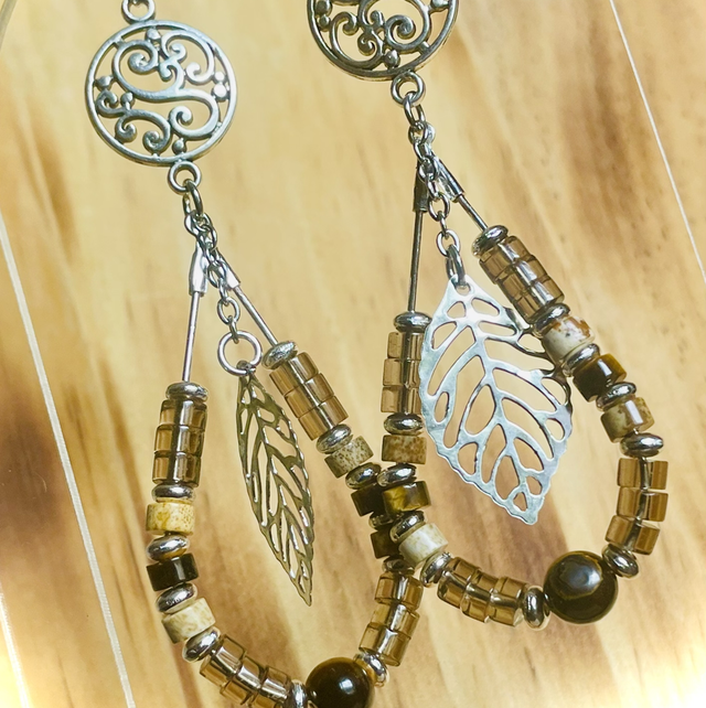 Boucles MOARA Quartz Fumé Œil du Tigre