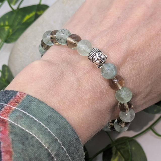 Bracelet "Fluorite & Quartz fumé" 8mm BR-102