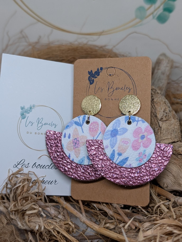 Boucles d'oreilles Dona fleurie rose do010