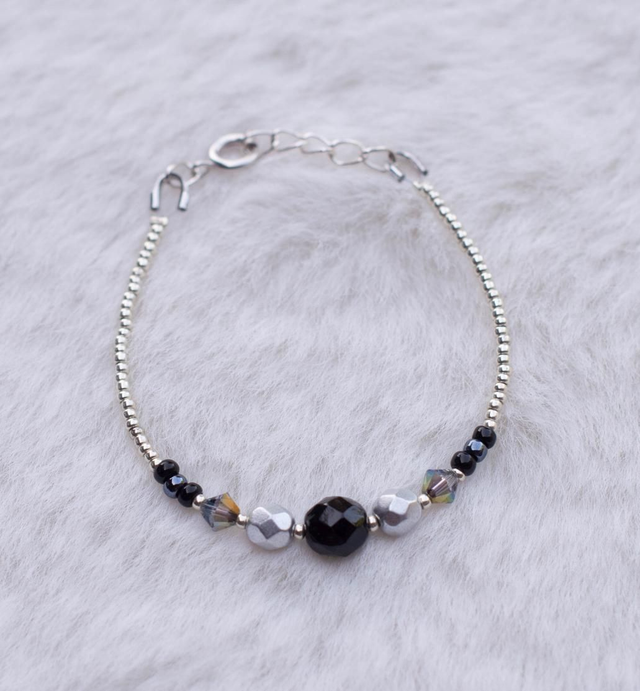 Bracelet noir argenté 