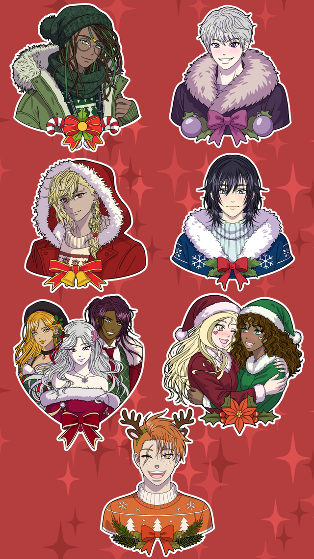 Lot complet de 7 stickers holographiques, Collection de Noël !