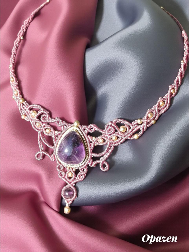 Collier Améthyste Micro Macramé 