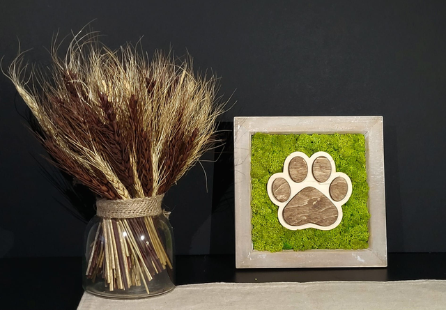 Dog Paw Moss Decoration